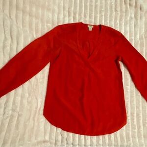 JCREW Red Women's V-Neck Blouse (XS)